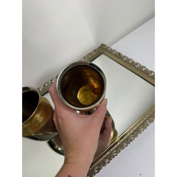 Stunning Rare Antique Silver and Brass Vases with Floral Design - Picture 5 of 10